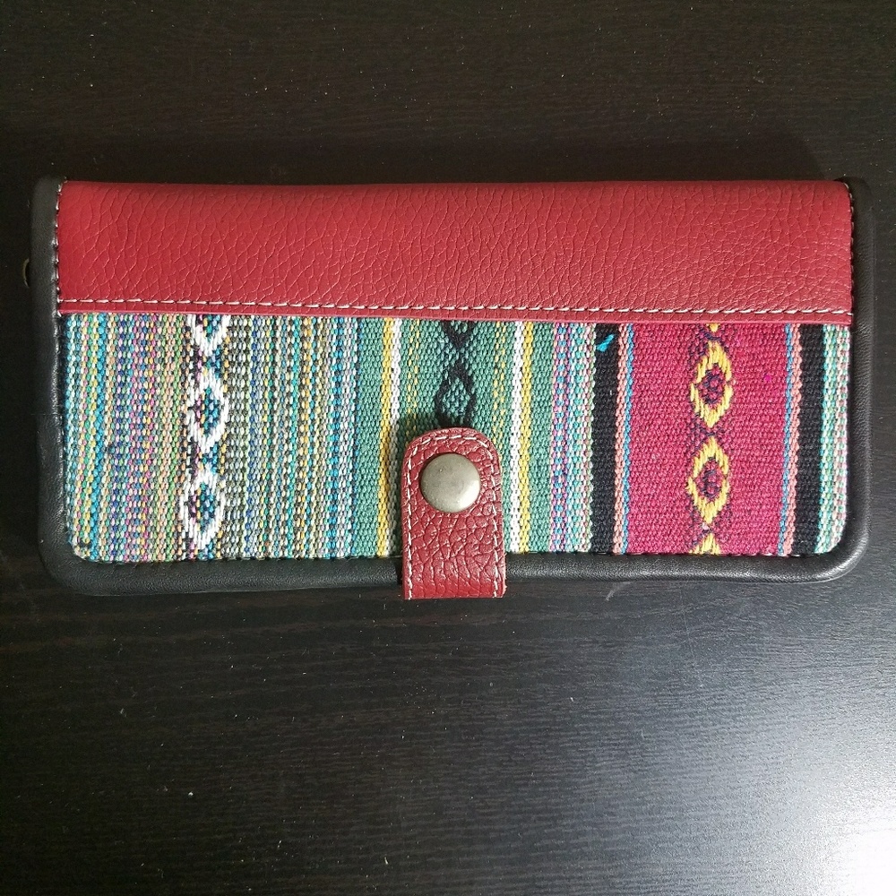 Brand new handmade wallet with real leather trim